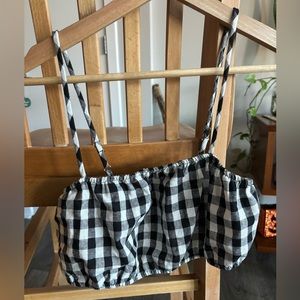 Black and white plaid crop top